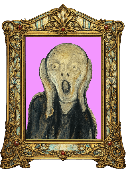Munch's The Scream in an art-nouveau gilded frame