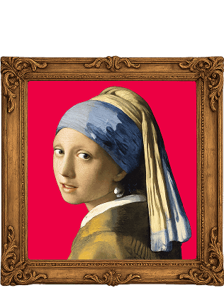 Vermeer's Girl with a Pearl Earring in a small gold frame