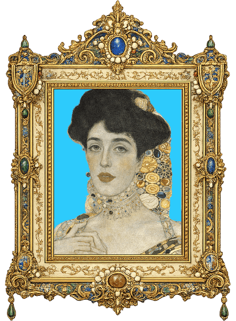 Klimt's Adele Bloch-Bauer in a jeweled gilded frame