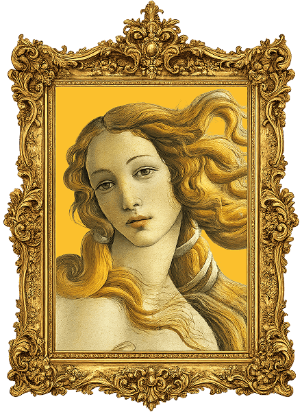 Botticelli's Venus in a gilded frame